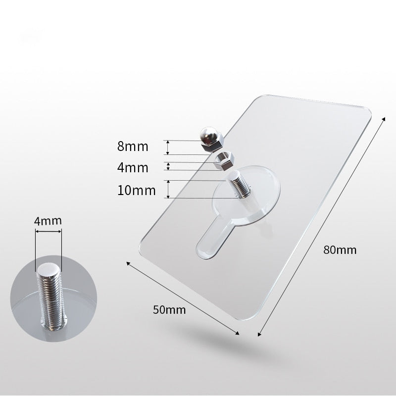 10 Pieces Heavy Duty Punch-Free Transparent Adhesive Hooks