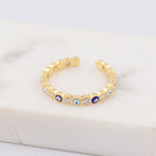 Bohemian Rainbow Evil Eye Rhinestone Filled Gold Rings