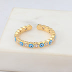 Bohemian Rainbow Evil Eye Rhinestone Filled Gold Rings