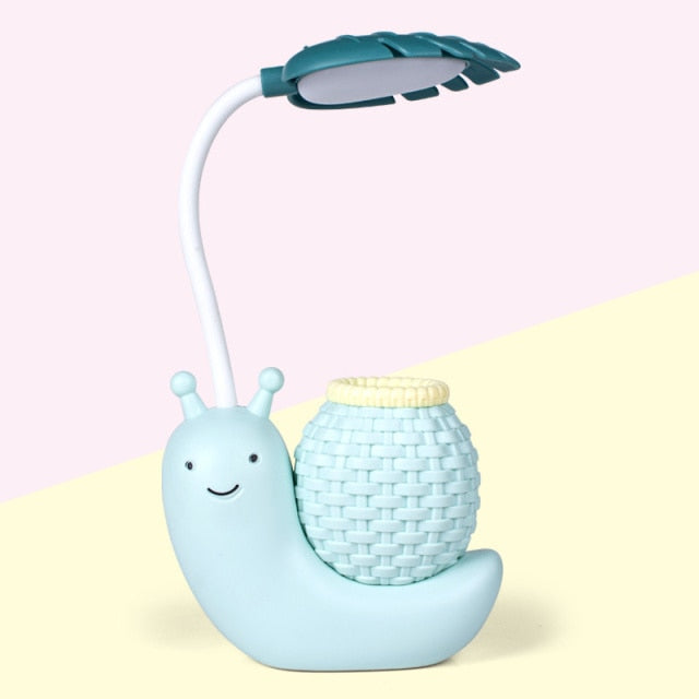 Snail pencil holder desk lamp children