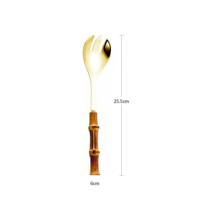 Bamboo Handle Salad Serving Cutlery Kitchen Accessories