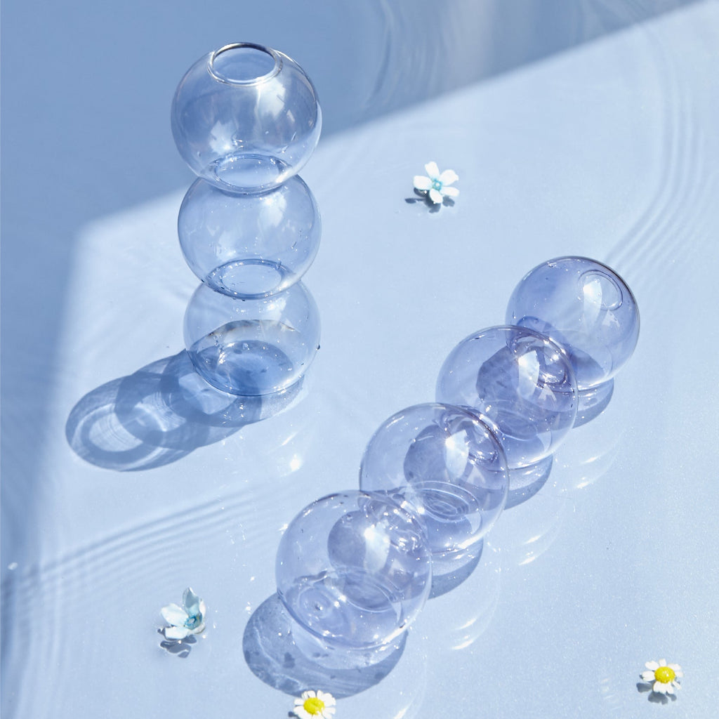 Modern Glass Candleholder-Ocean Blue