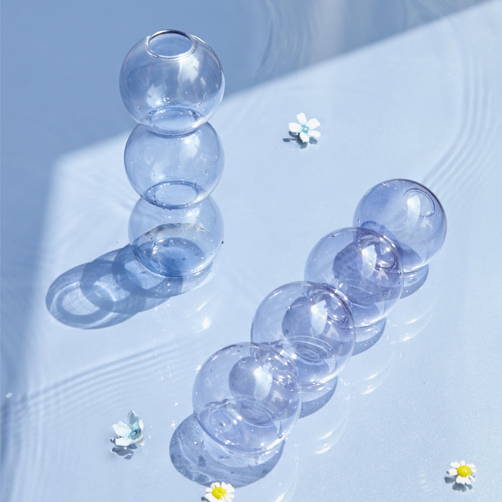 Modern Glass Candleholder-Ocean Blue