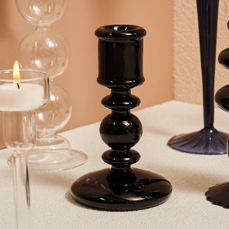 Modern Glass Candleholders - Transparent