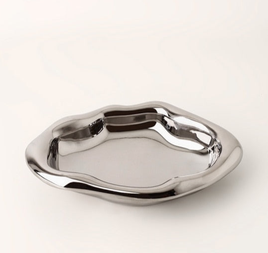 Cookies & chrome-plated ceramic tray and bowl