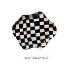 Wavy Edge Checkerboard Tray - Black, Green