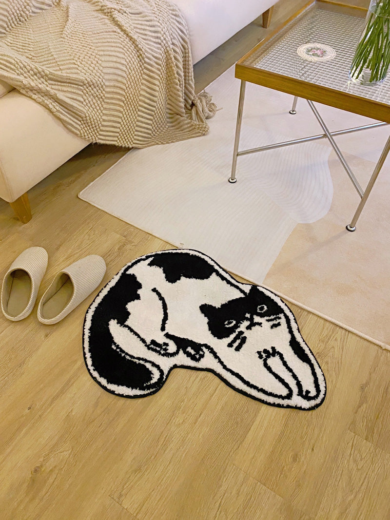 Black & White Cat Bath Mat