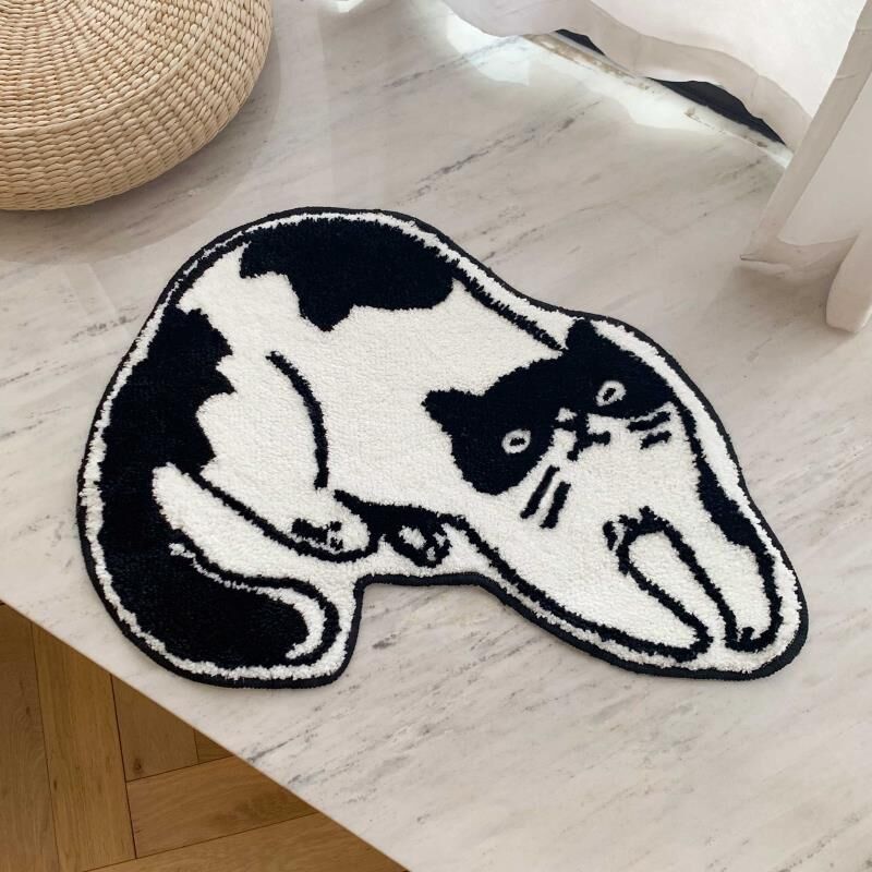 Black & White Cat Bath Mat