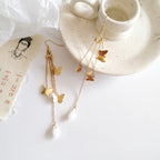 Korean Style Retro Super Fairy Butterfly Tassel Long Clip on Earrings