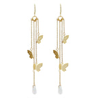 Korean Style Retro Super Fairy Butterfly Tassel Long Clip on Earrings