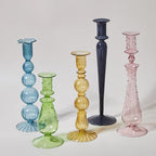 GlowCharm Pastel Glass Candle Holder | Decorative Candle Stands | Elegant Table Decor