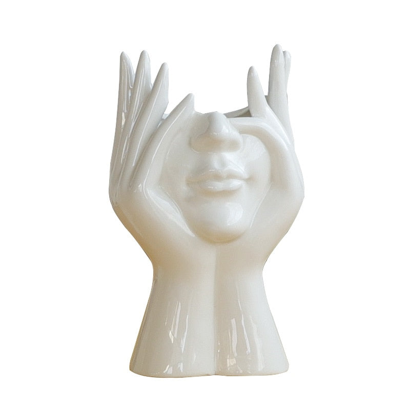 Ceramic Abstract Human Face Flower Vase