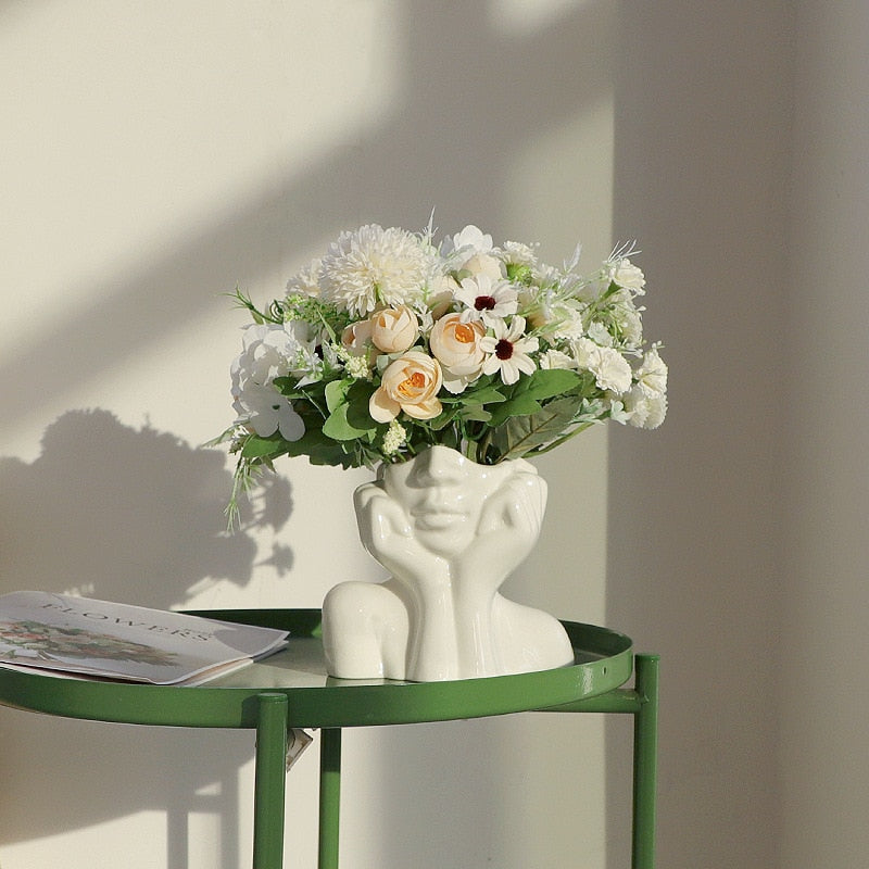 Ceramic Abstract Human Face Flower Vase