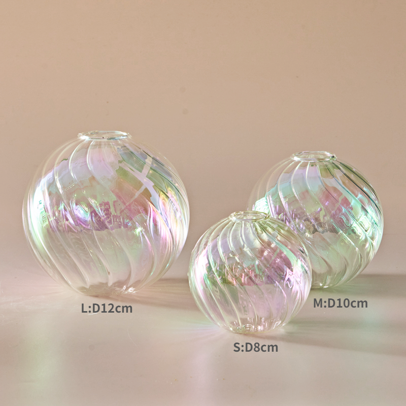 Colourful Glass Globe Vase - Swirl