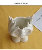 Ceramic Abstract Human Face Flower Vase