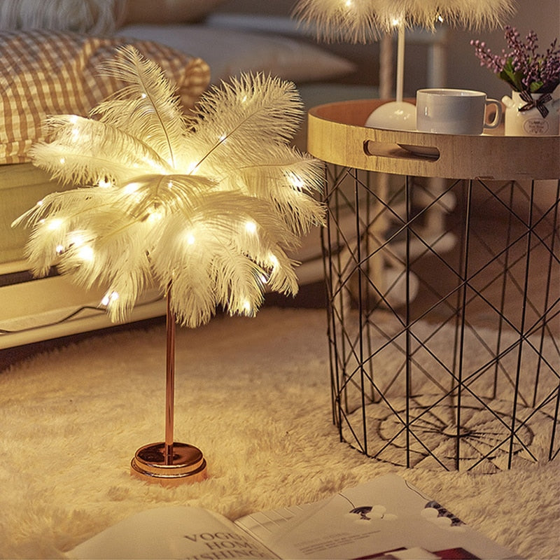 Feather Palm Creative Table Lamp