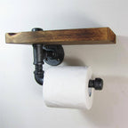 Wooden Urban Industrial Wall Mount Holder with Roller