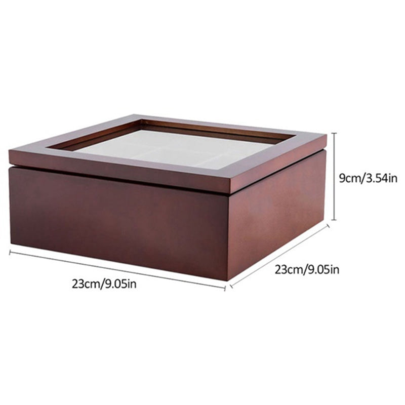 Large Grid Caddy Wood Tea Storage Box