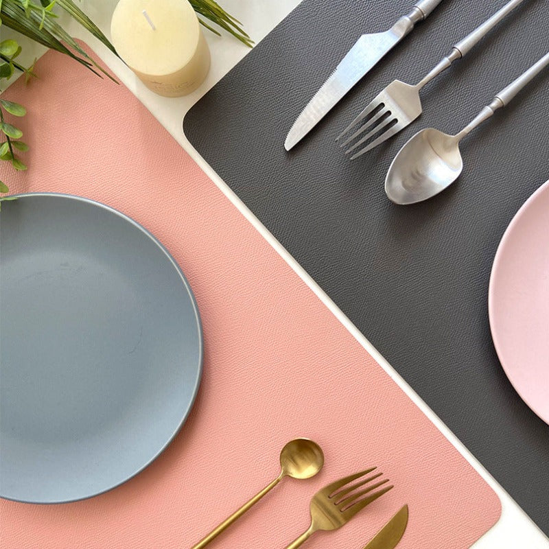 Modern Rectangular Waterproof PU Leather Place Mats