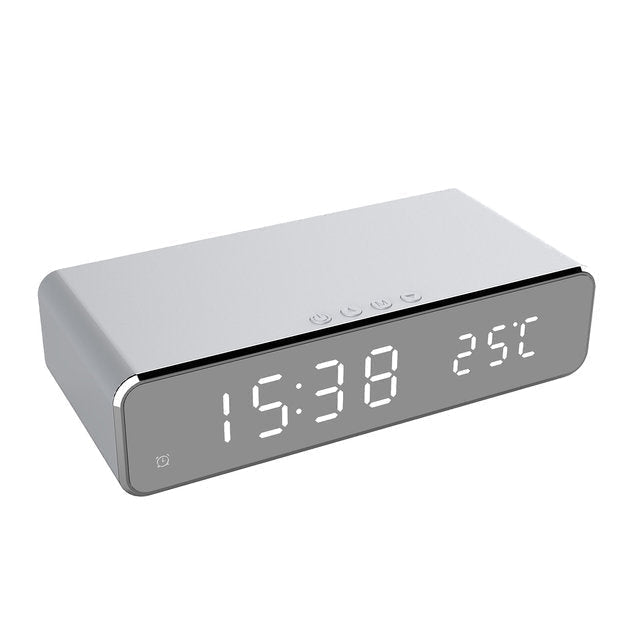 Smart Alarm Clock Charging Station – 2-in-1 Digital Alarm Clock with Magnetic Qi Charger
