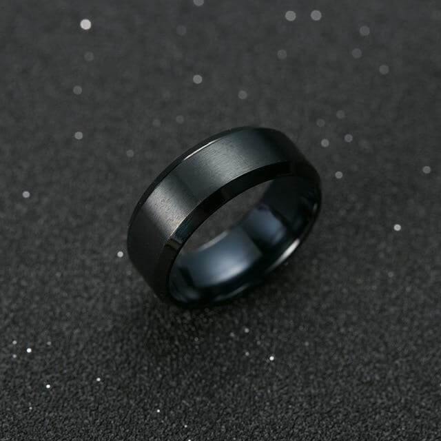 Black titanium ring for men