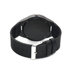 Mens Black Wooden Watch With Real Leather - Quartz, Natural Ebony Wood