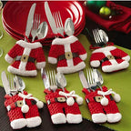 6 Pcs Christmas Xmas New Year Santa Silverware Holders