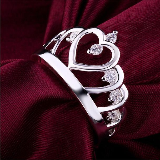 Silver Princess Crown 925 Austrian Crystal Ring