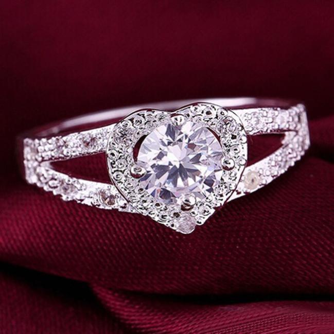 Sterling Silver Crystal Heart Ring