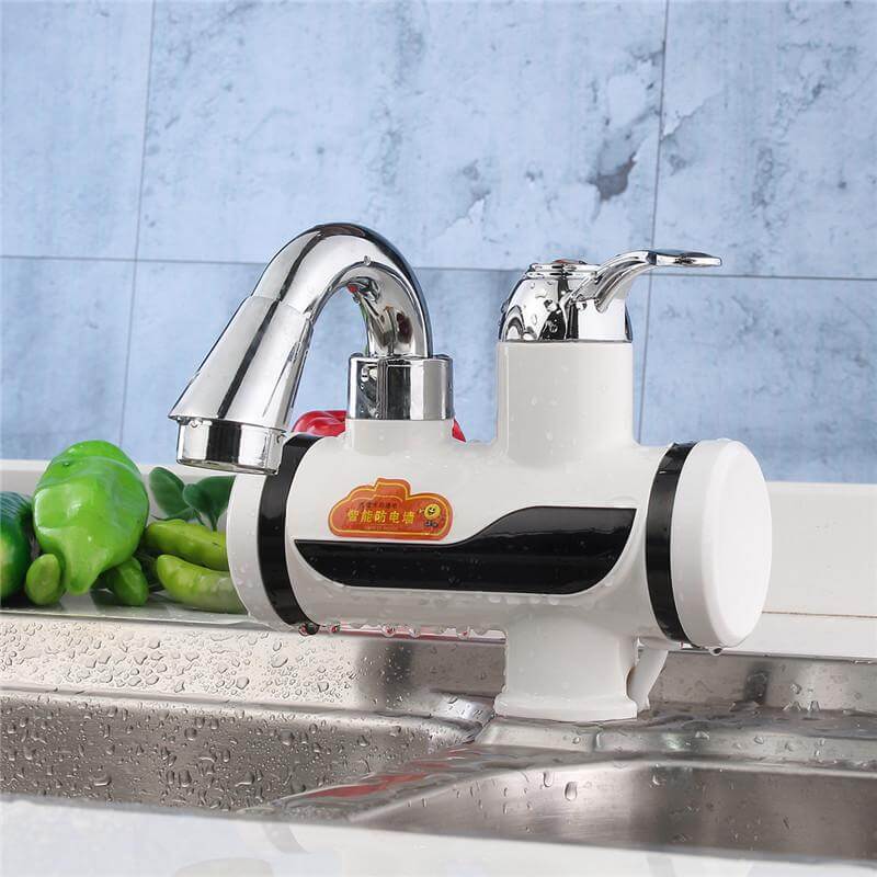 Mounted Plastics Deck White LED Digital Tankless Electric Instant Faucet