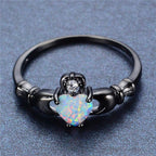 Fire Opal Heart Ring