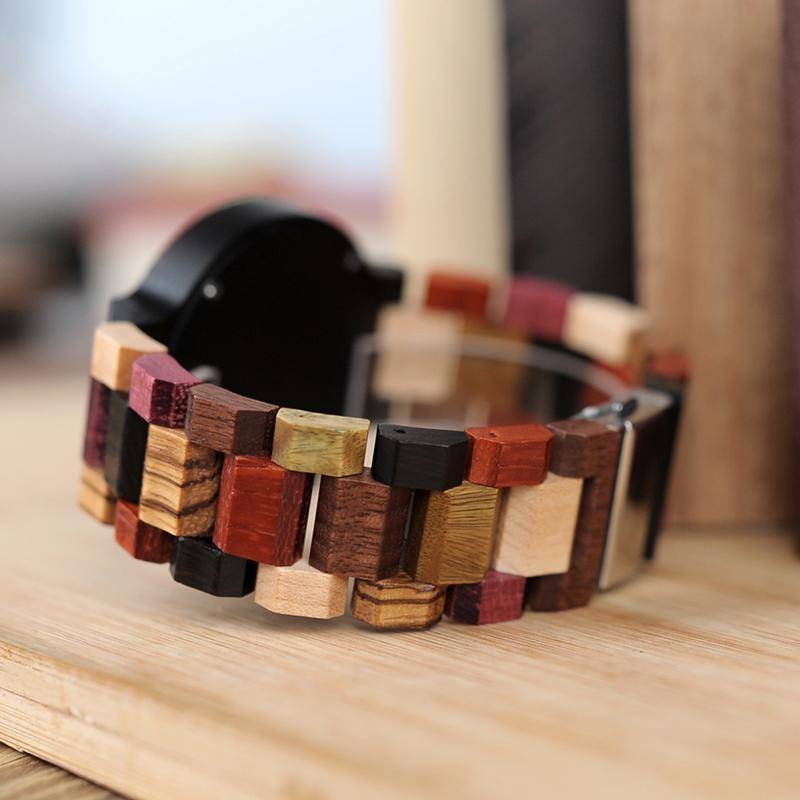 Mens Wooden Watch With Week Date Display in Wood Gift Box