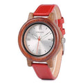 Womens Wooden Watch (Pink or Red) With Date Display