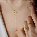 Moon & Star Hanging Drop Necklace
