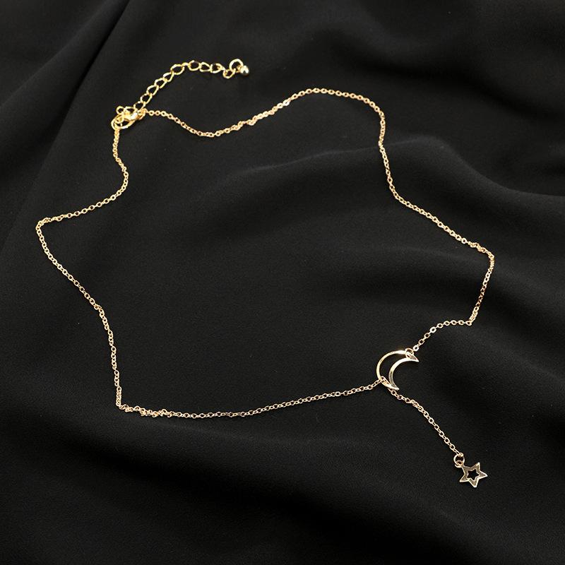 Moon & Star Hanging Drop Necklace