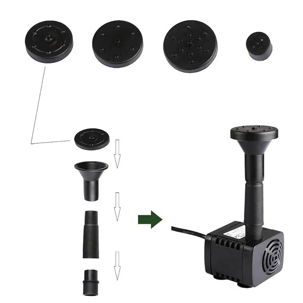 Sun Fountain "Sun Fountain" for Pond or Birdbath – With 4 Spray Heads