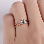 Oval Cut Rose Gold Double to Single Band Ring