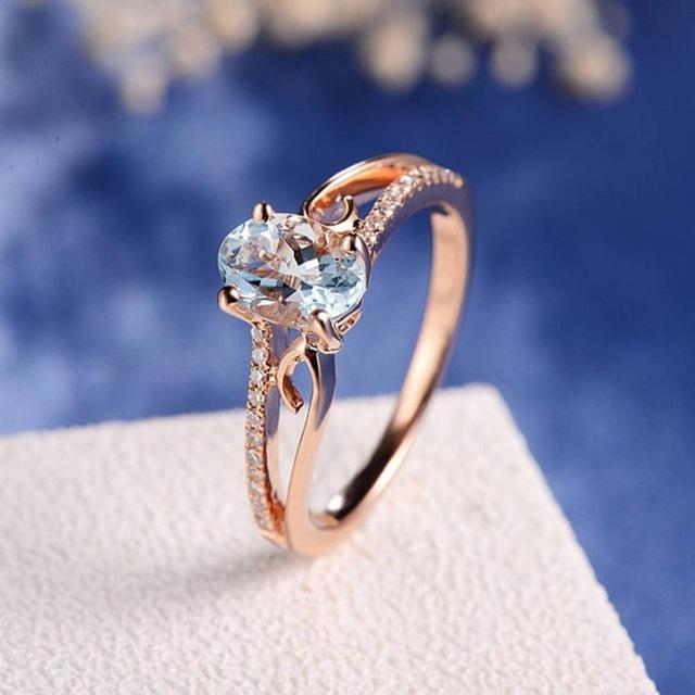 Oval Cut Rose Gold Double to Single Band Ring