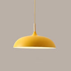 Pendant lights made of metal and wood in delicate pastel shades