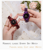 Fashionable Unique Mesh Magnet Buckle Exotic Starry Diamond Designer Luxury Ladies Women Watch