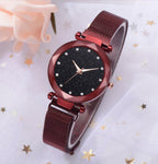 Fashionable Unique Mesh Magnet Buckle Exotic Starry Diamond Designer Luxury Ladies Women Watch