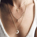 Multi Layered Boho Coconut Tree, Wish Bone, Moon Pendant Necklace