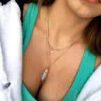 Multi Layered Moon & Crystal Drop Pendant Necklace