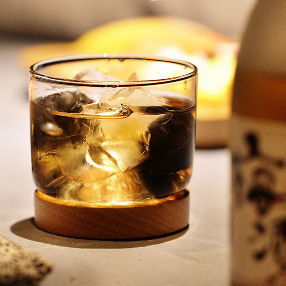 Houston - Wooden Base Whiskey Mountain Glass