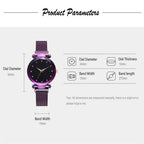 Fashionable Unique Mesh Magnet Buckle Exotic Starry Diamond Designer Luxury Ladies Women Watch