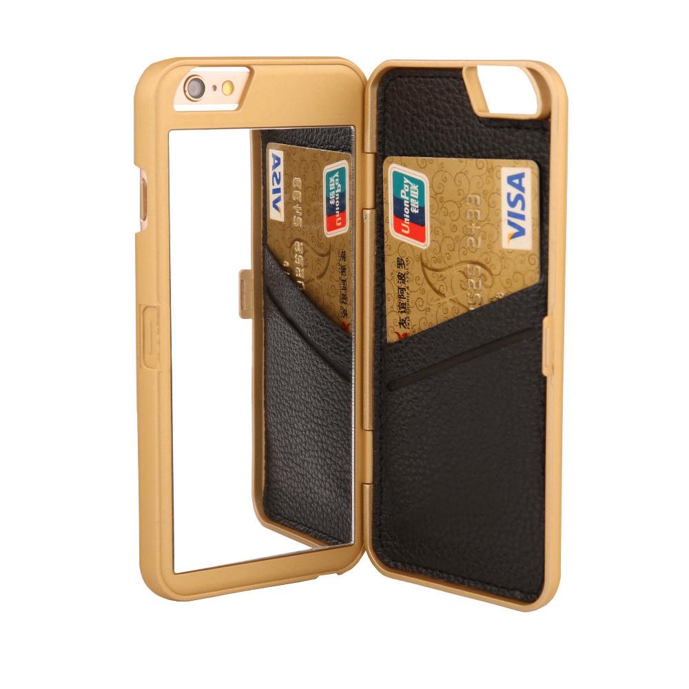 iPhone Case with Built-In Makeup Mirror, Card Slots, and Kickstand