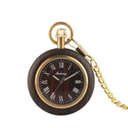 Mens Bamboo Case Pocket Watch - Wooden Dial Simple and Fashionable