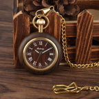 Mens Bamboo Case Pocket Watch - Wooden Dial Simple and Fashionable