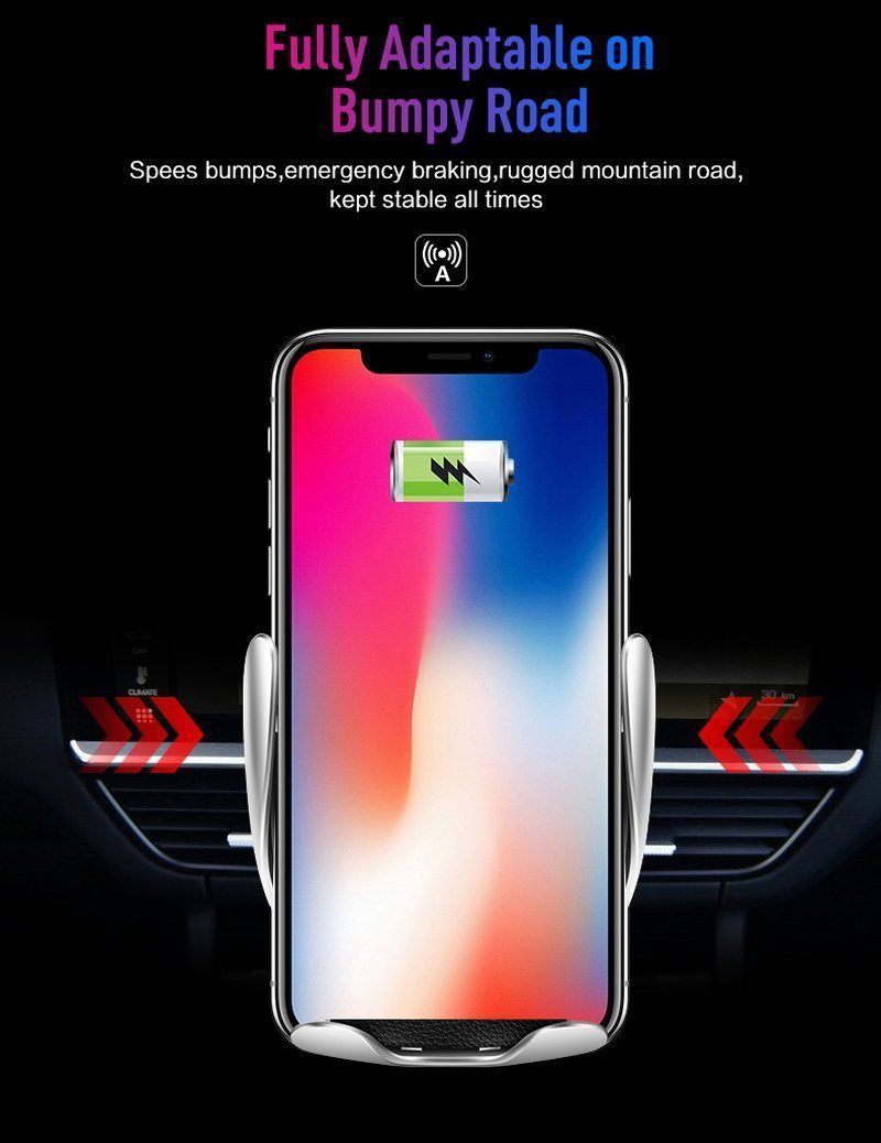 Automatic clamping Wireless Car Charger Mount