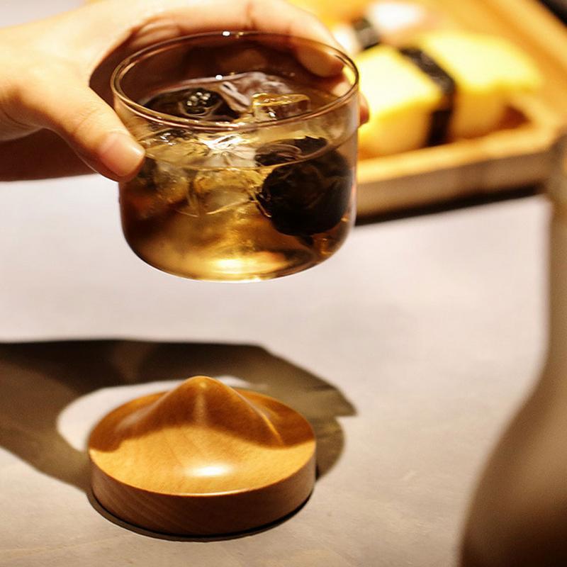 Houston - Wooden Base Whiskey Mountain Glass